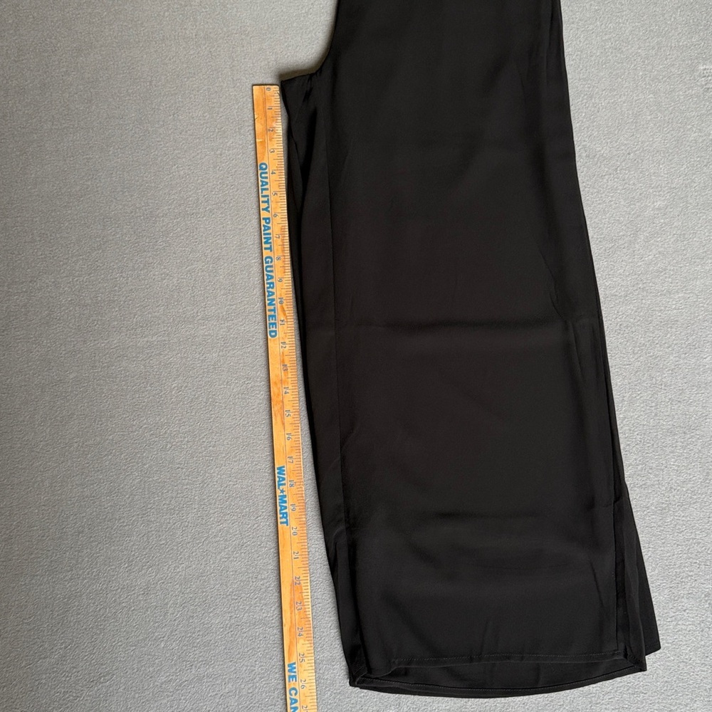 Formal Women’s Black Wide-Leg Flowy Pants double layer side zipper size 14 L26"‎ - Picture 11 of 13